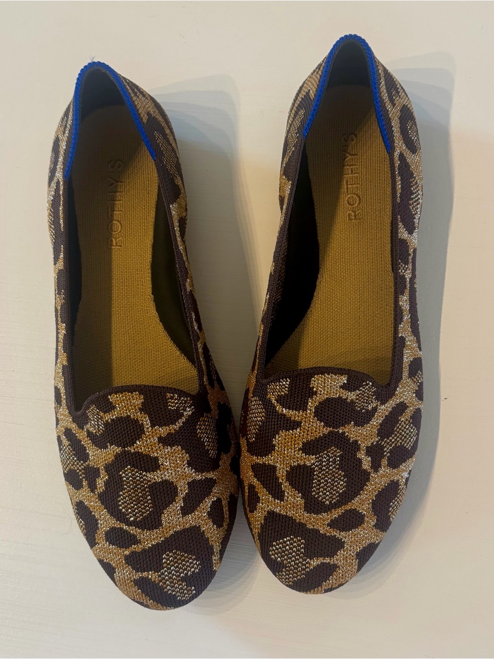 Rothy’s The Lounge Loafer Metallic Cat Leopard Flats Size 8.5